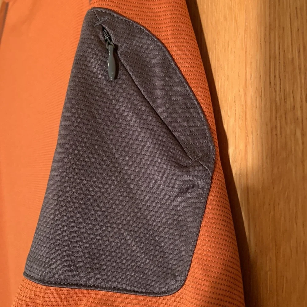 Zoic 1/2 zip orange cycling biking jersey men LARGE reflective details pocket